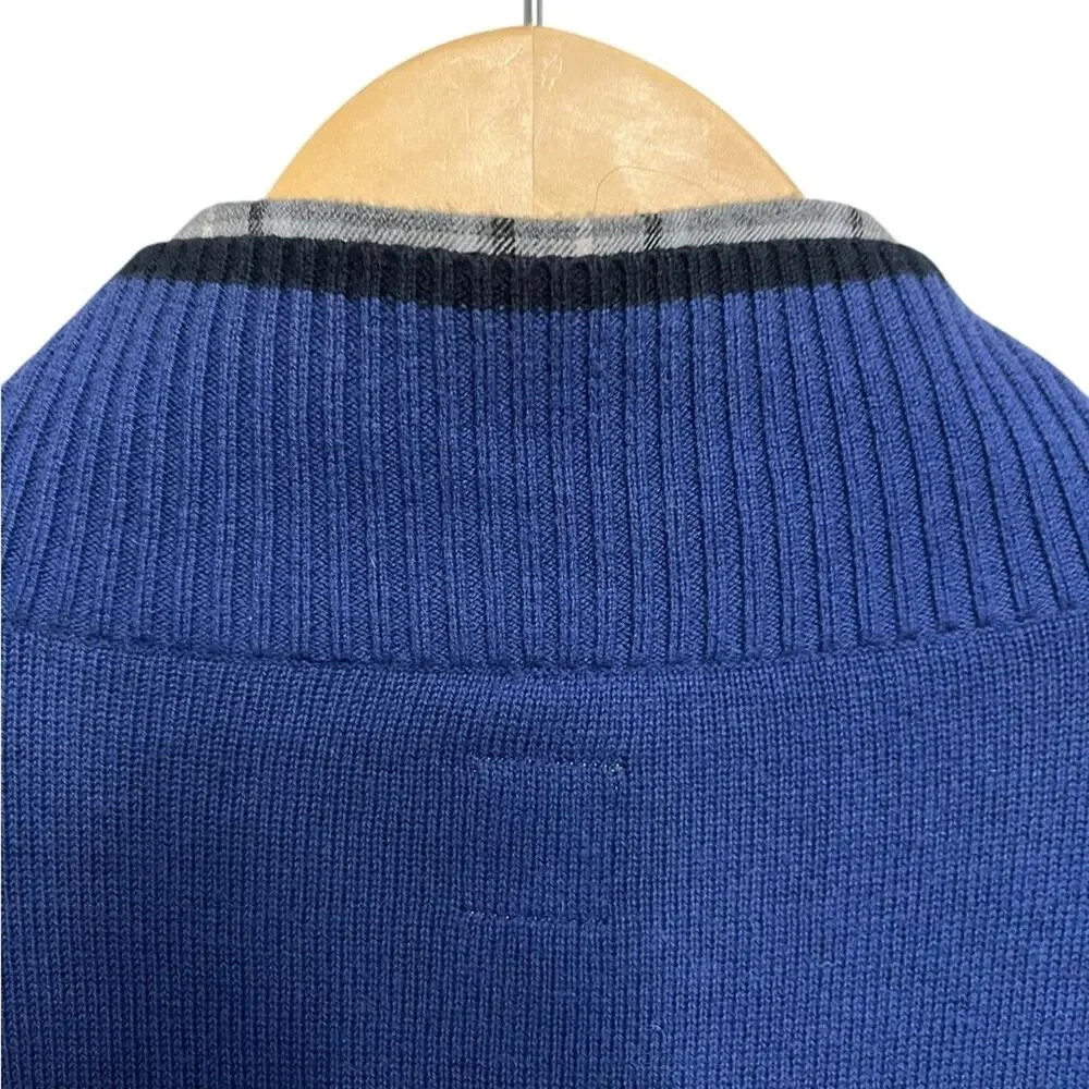 QED STYLE Brigham Golf Cashmere Blend Plaid Trim Pullover Sweater Men’s Size XXL